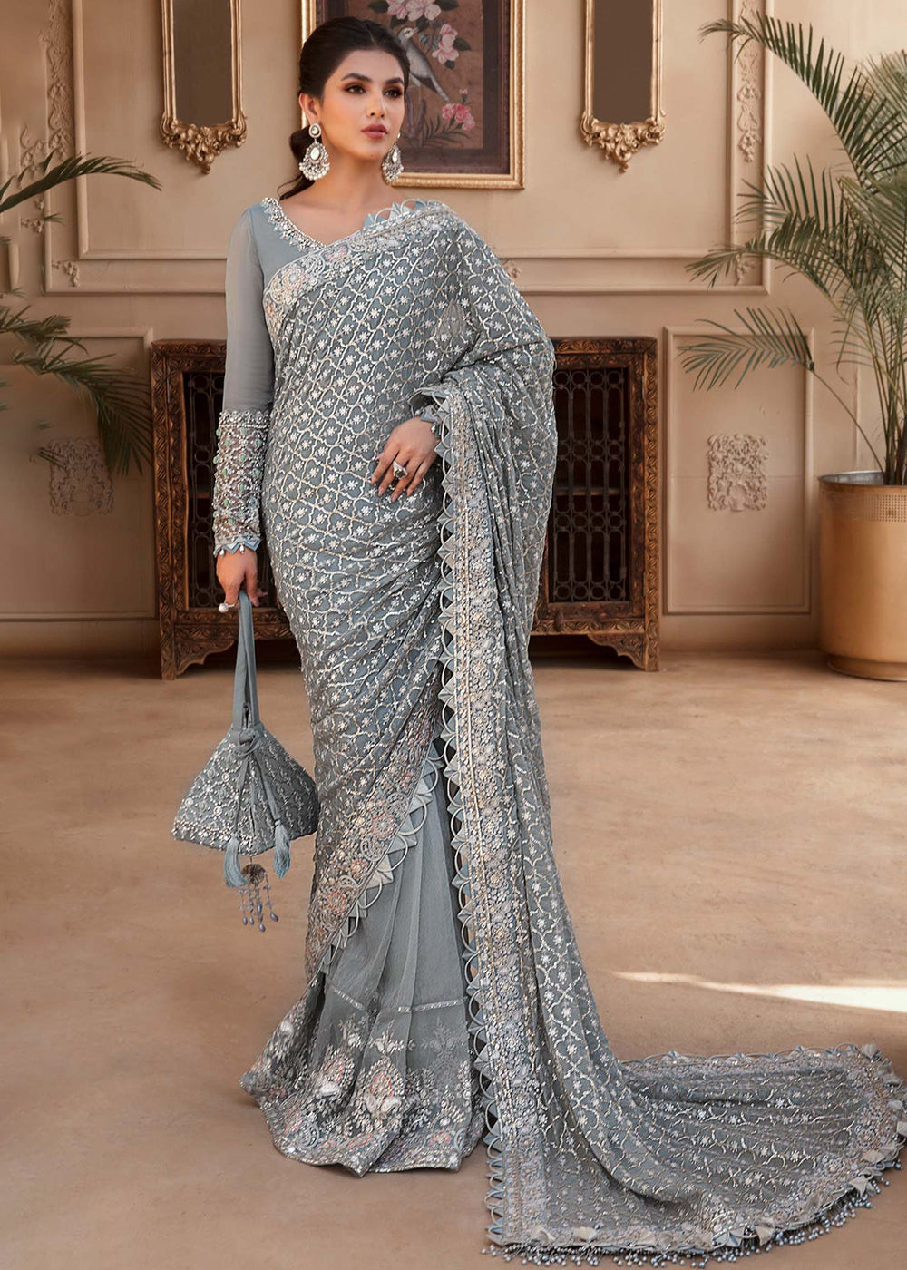 Blue Silk Georgette Saree - Sarees Designer Collection  Saree designs,  Party wear sarees, Party wear sarees online