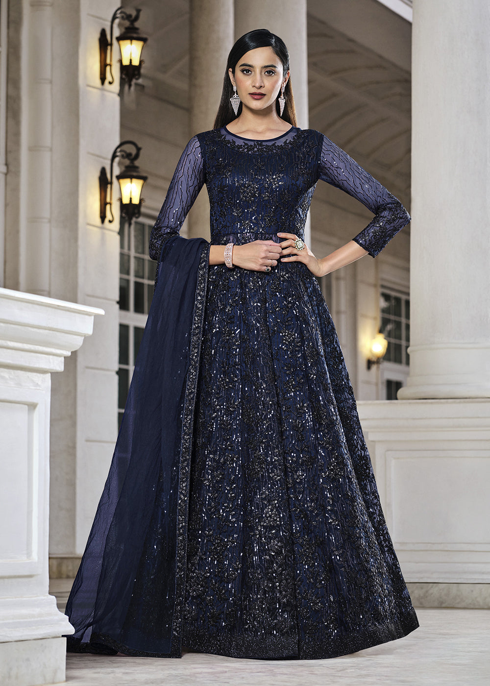 Blue Lehenga/Pant Style Embroidered Designer Anarkali Suit