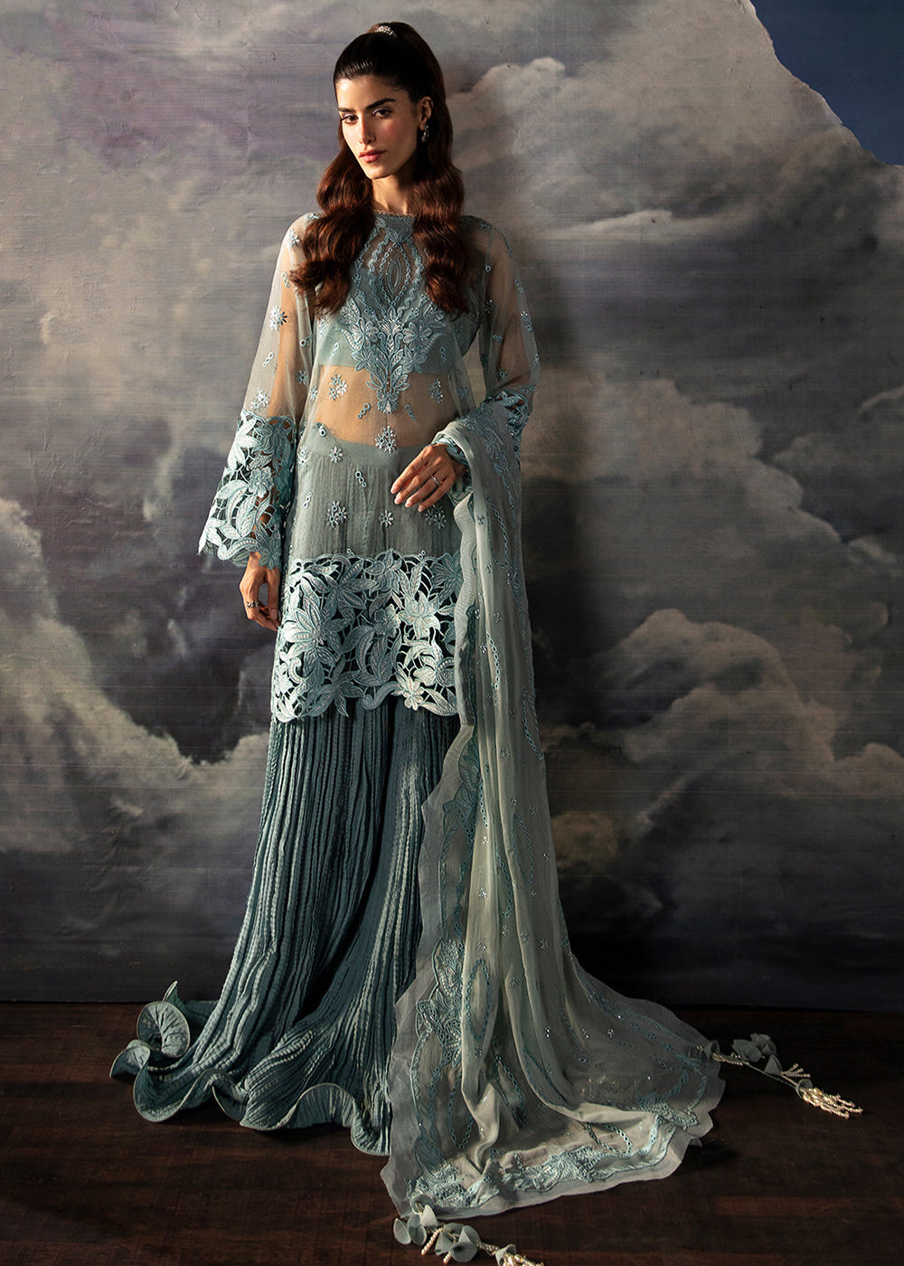blue dress for baby girl Afrozeh Pakistan Lawn Suit