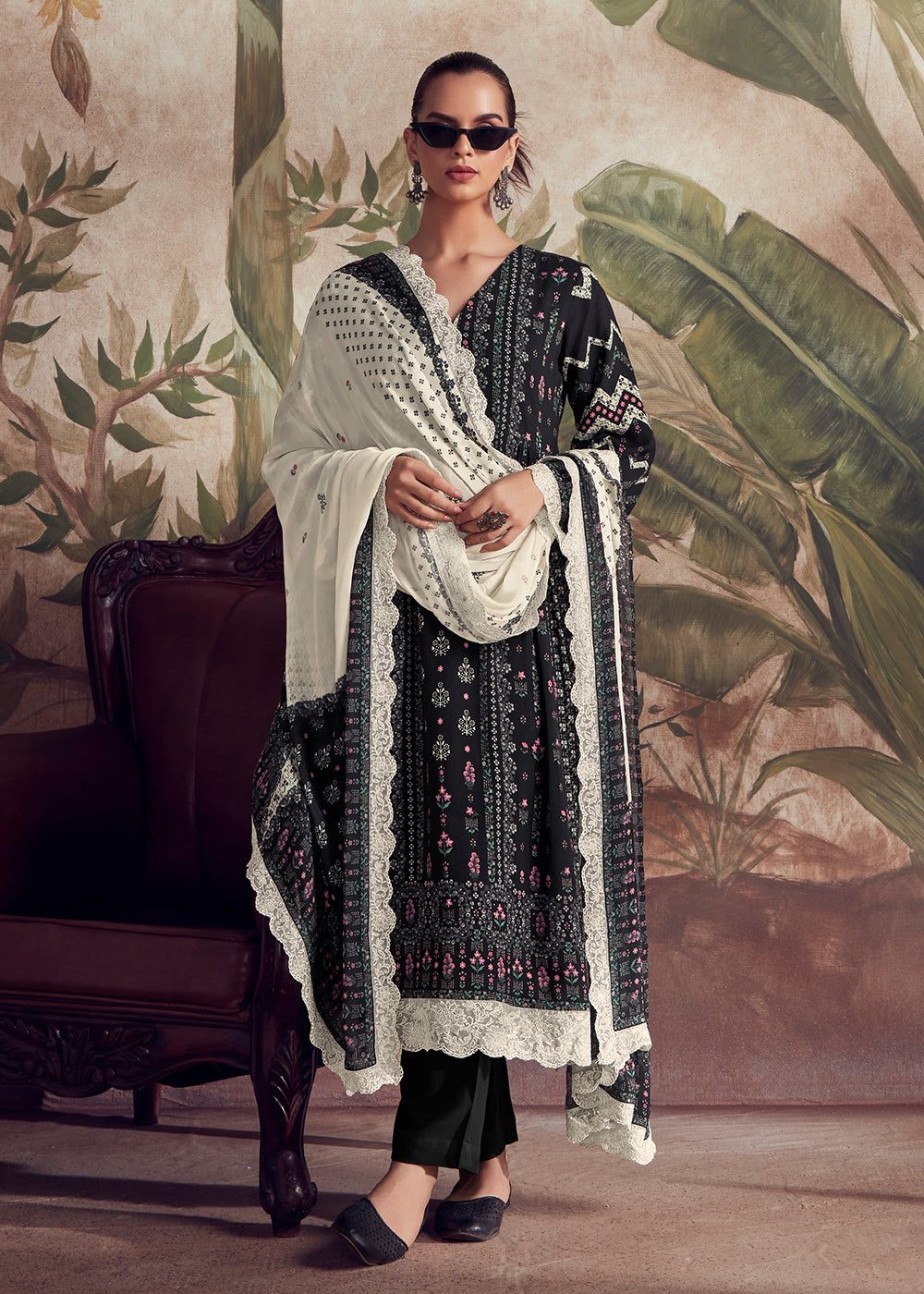 Buy Digital Printed Salwar Suit Pakistani Style Black Salwar
