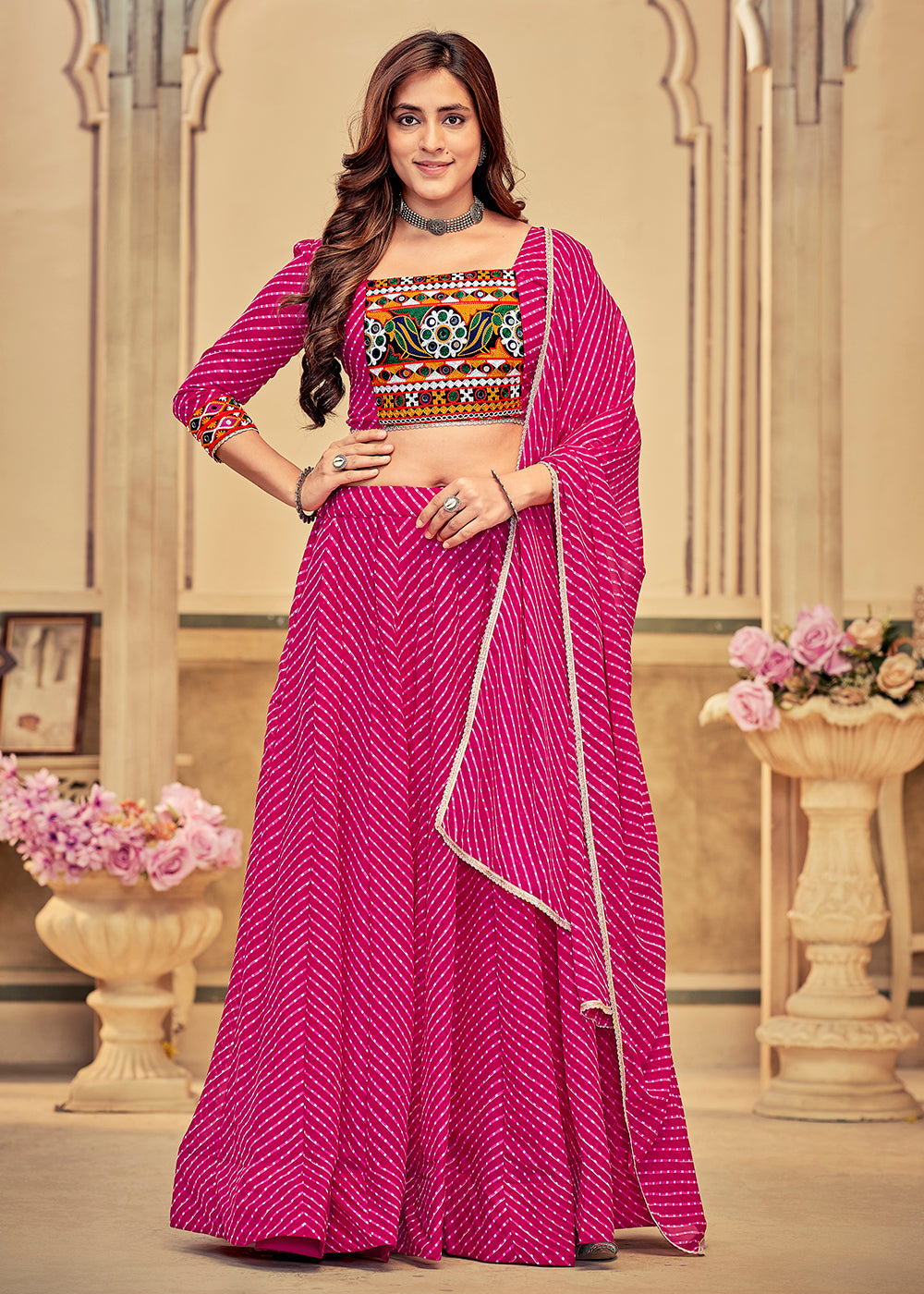 Buy Navratri Chaniya Choli in Canada Pink Georgette Chaniya