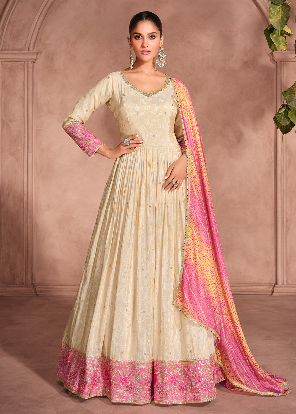 white and pink anarkali dress Peach Anarkali Suit Usa/hand Embroidery Anarkali Kurta/light Pink Anarkali  Dress/elbow Sleeves Dress Anarkali/indian Dresses/pink Anarkali