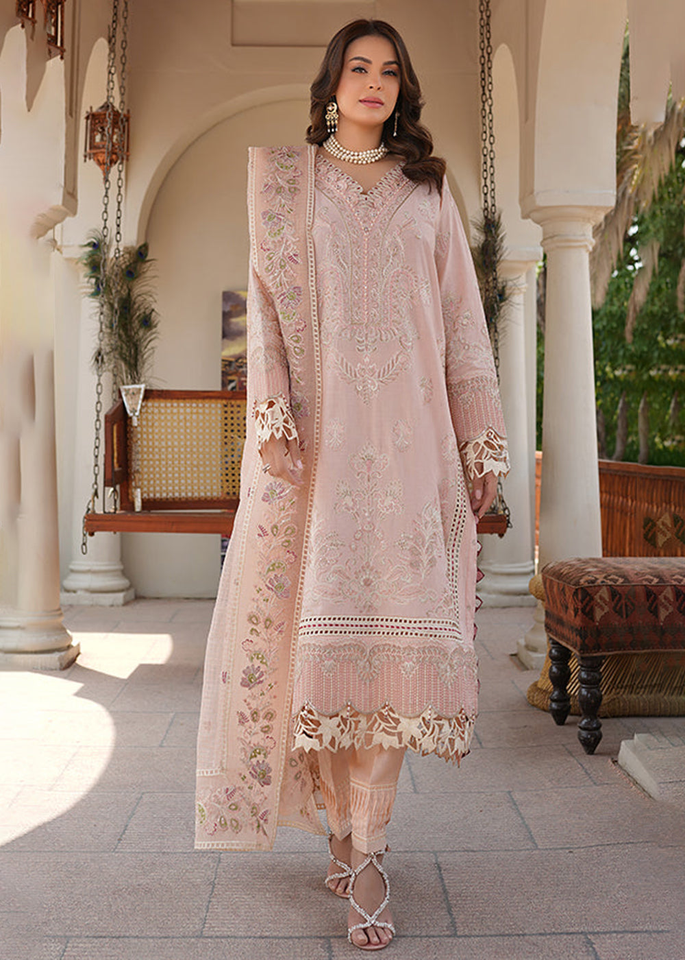 Pink Unstitched Pakistani Clothes Uk Cotton Pink Unstitched