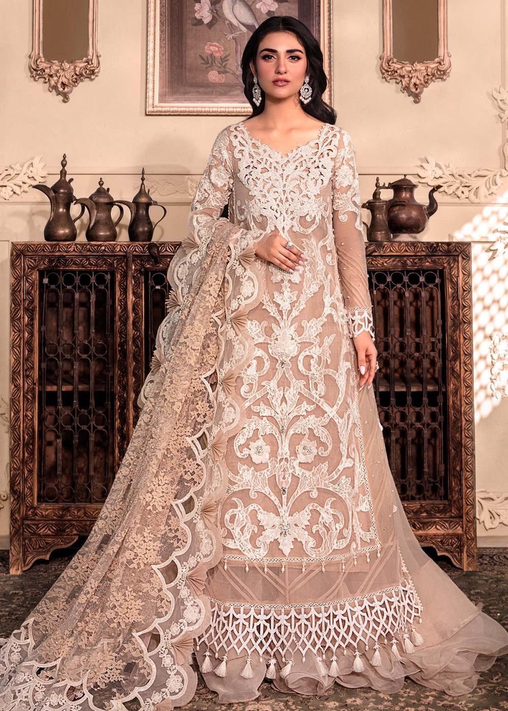 maria b white and pink dress Maria B White N Pink Dress Maria B Lawn 2111B MURAD FABRICS
