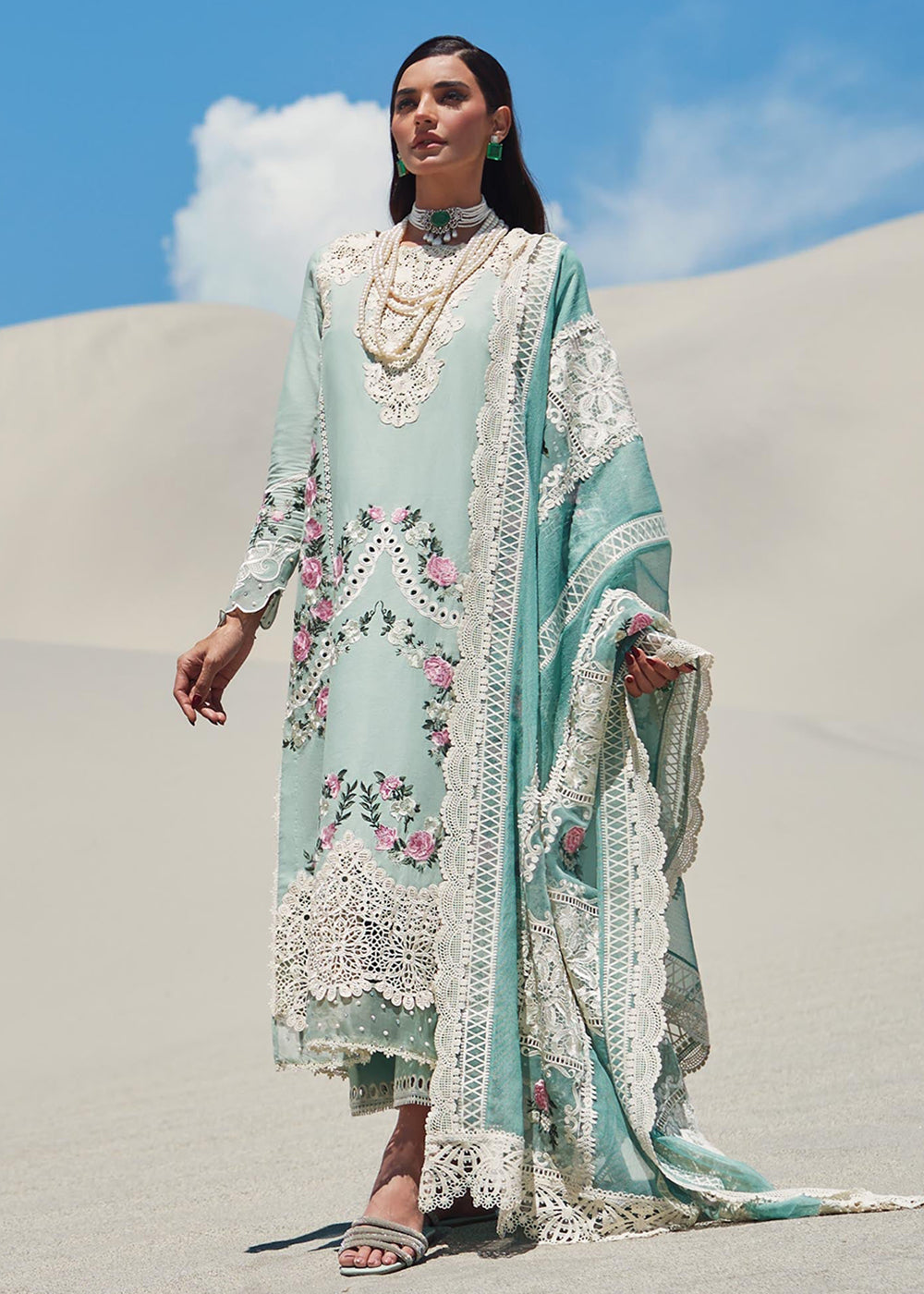 slim fit dress slacks Crimson Bottle Green Luxury Chikankari Embroidery Dress – Emarlad Wear