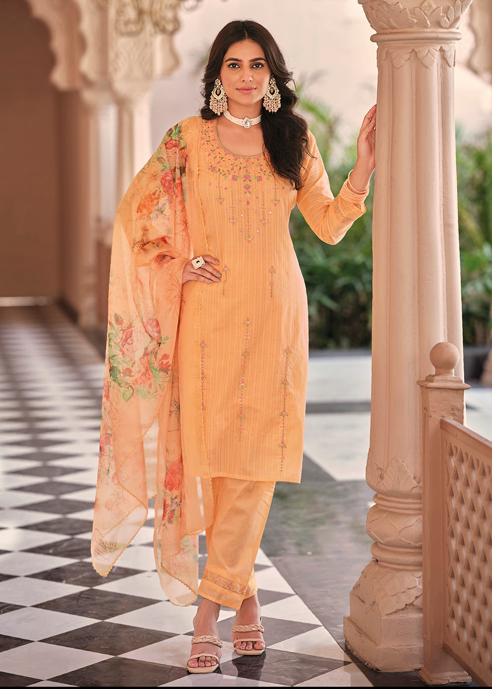 Casual Salwar Suit - Superior Orange Cotton Khatli Work Salwar Suit –  Empress Clothing