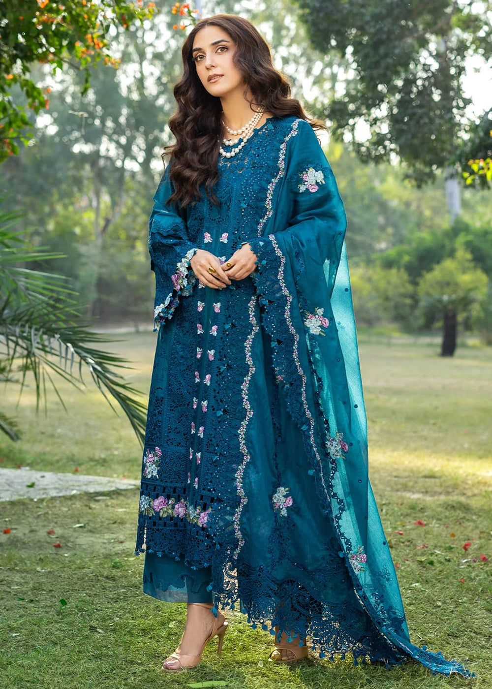 butterfly embroidered dress Buy Premium Luxury Lawn 26 by Elaf Premium