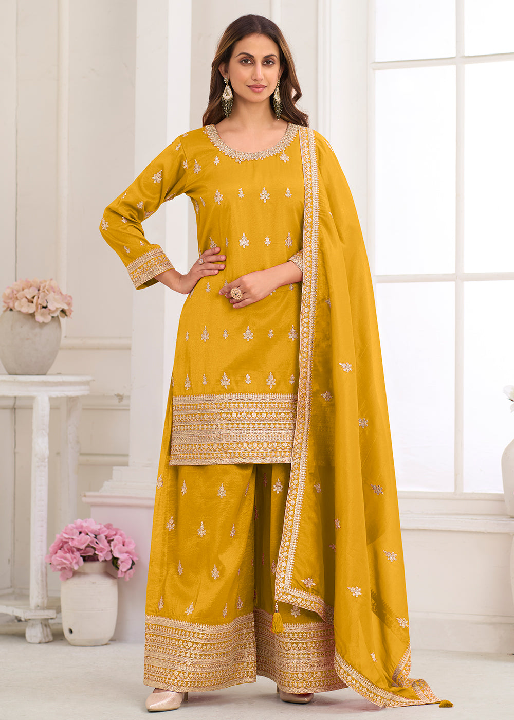 Embroidered Palazzo Dress