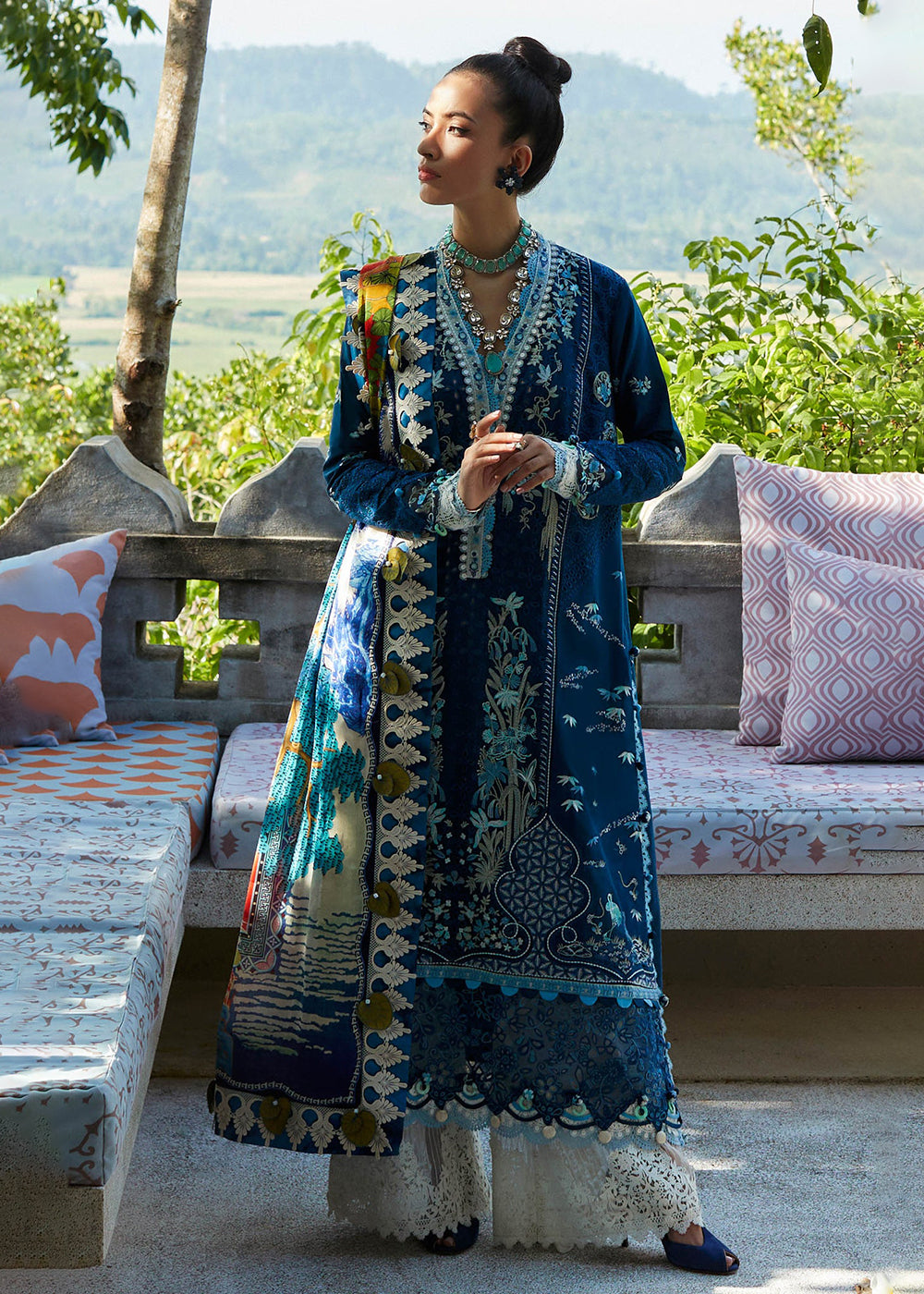 blue lawn dress Baroque | Lawn Collection 24 main image 1