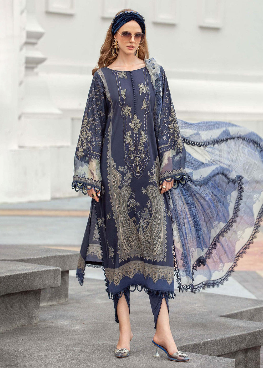 Printed Lawn Suit Maria B Eid Collection 2023 MPT-1805-B
