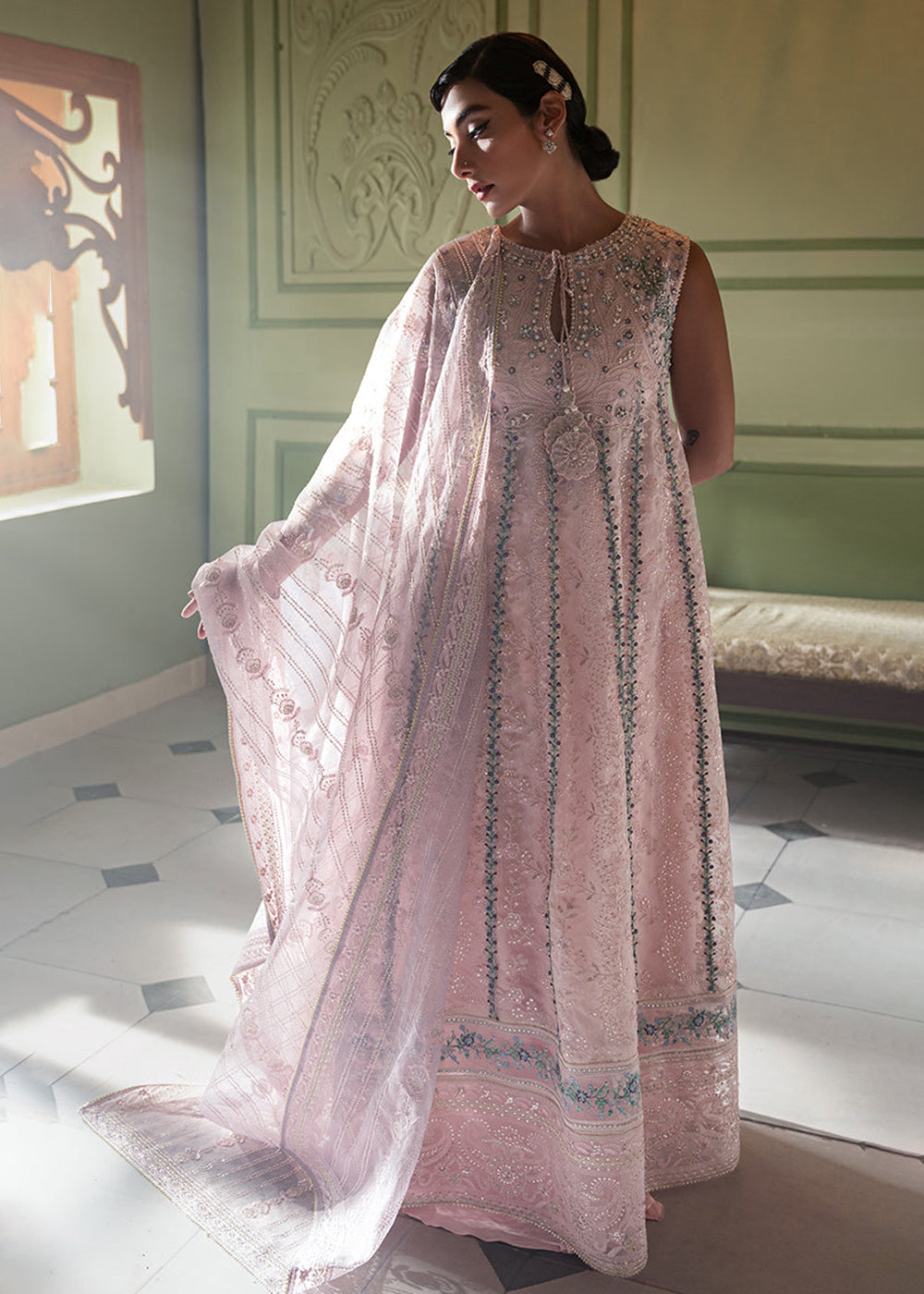 White Organza Net Pakistani Suit | Mushq | Qala Kamdaani | Aaila main image 0