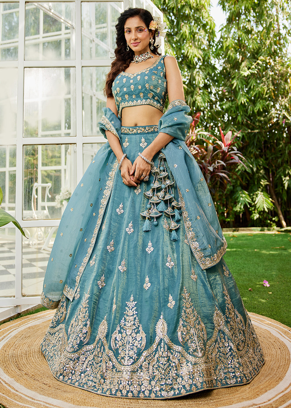organza dress lehenga Mifra Handpainted Organza Lehenga Set