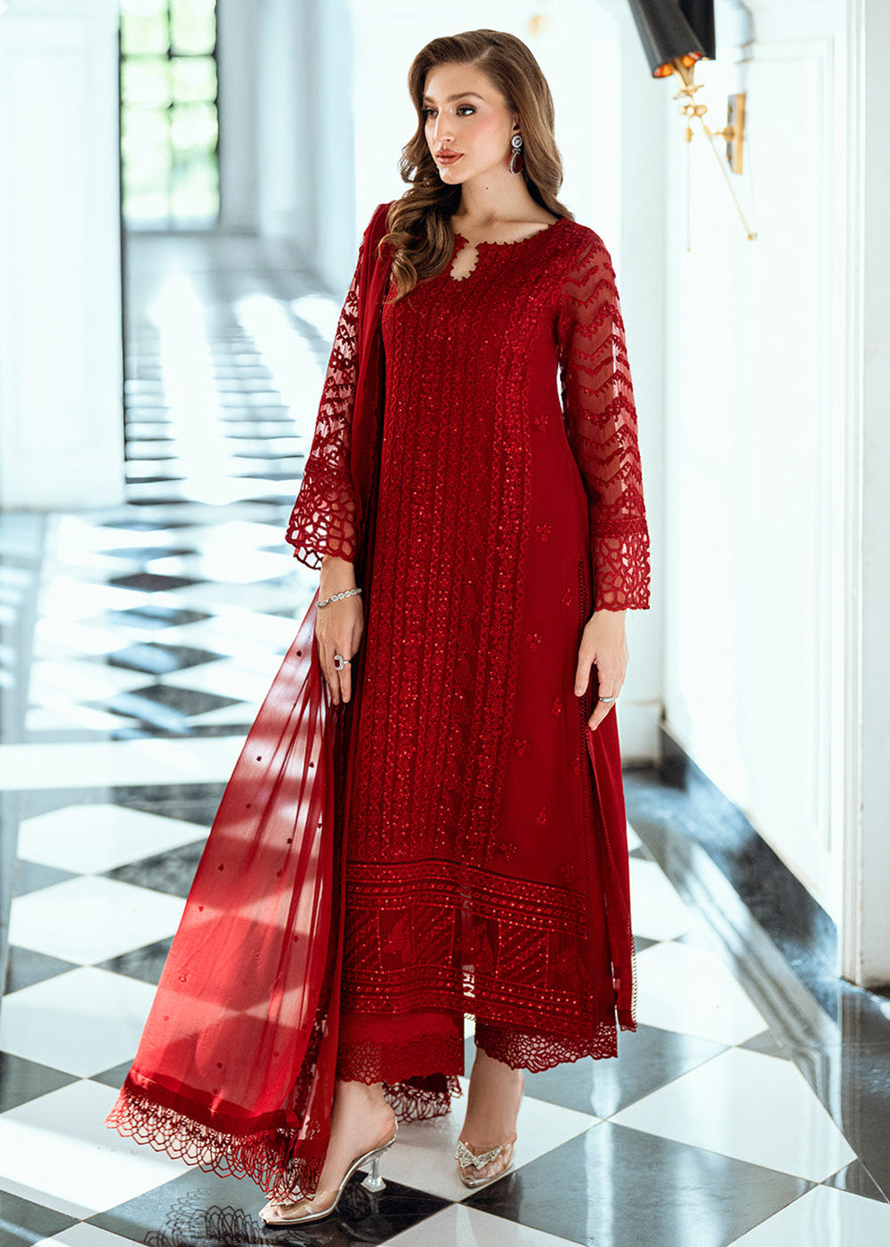 Indiabr Two Piece Red Formal Dress Red Embroidered Lehenga Choli: Indian  Pakistani Wedding Dress Party Wear