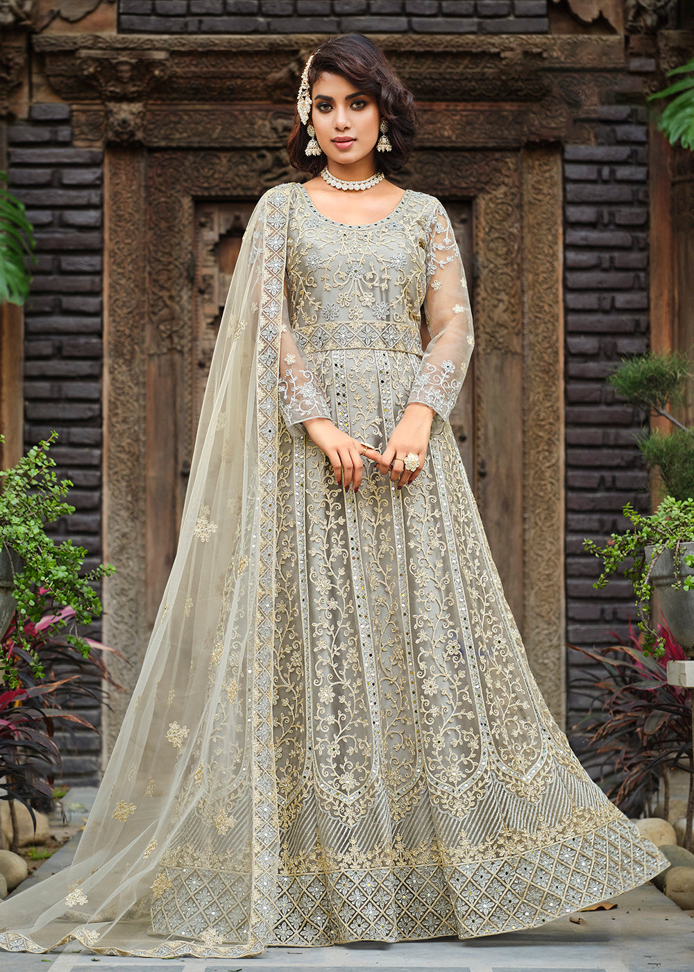 silver anarkali dress presenting our Silver Black Hand-Embroidered Anarkali Gown! Designed for those who embrace timeless beauty; now available for women in the USA, Canada, and the UK; crafted in India with love. #