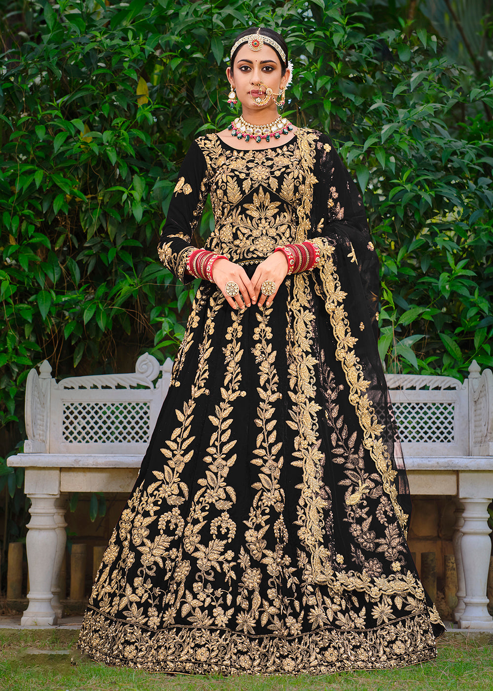 Buy Bridal Style Lehenga Choli - Black Stone Cording Lehenga Choli Empress Clothing Buy Bridal Style Lehenga Choli - Black Stone Cording Lehenga Choli Empress Clothing
