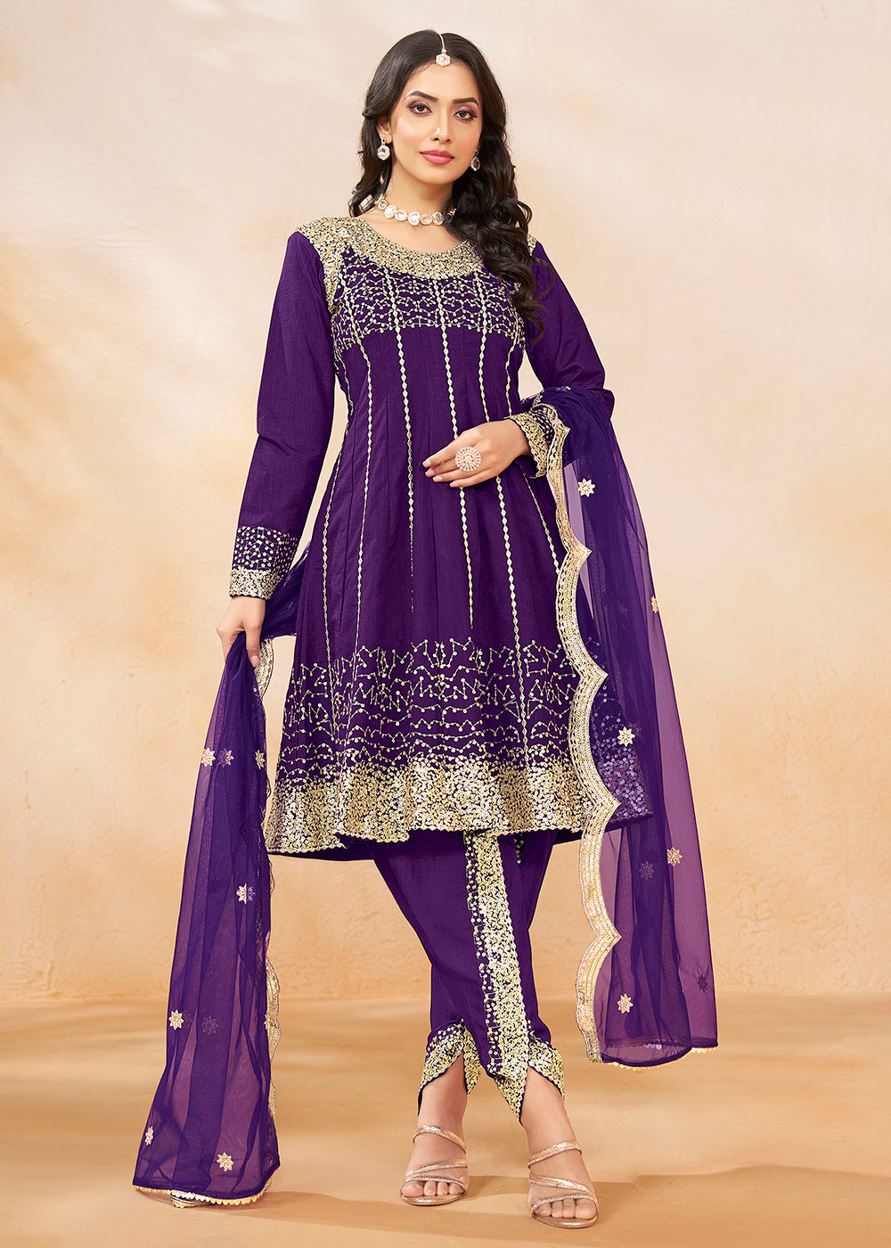 Dhoti Salwar Latest Punjabi Designer Suits 2018 Purple Ladies