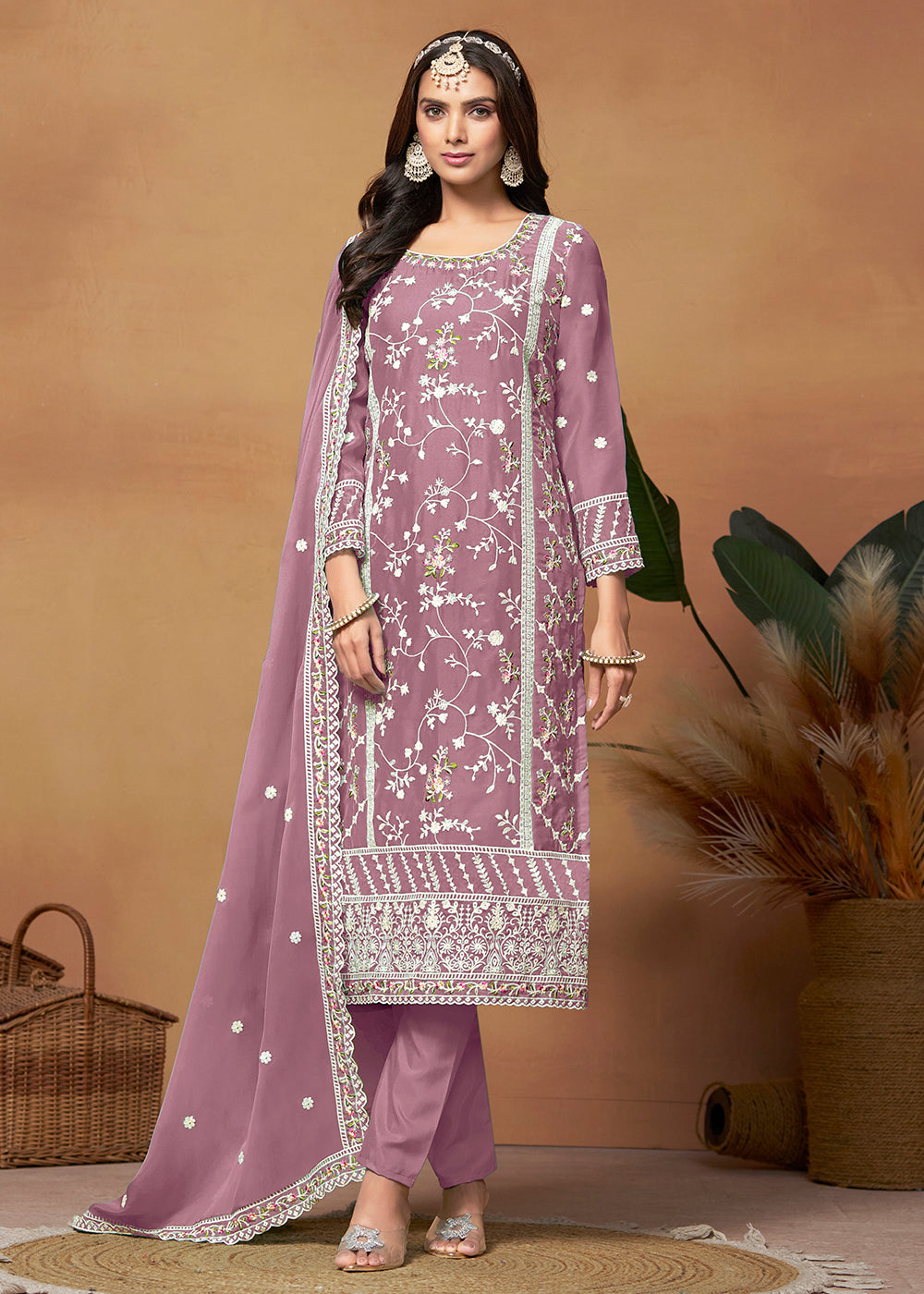 Designer Party Wear Net Salwar Suit Collection Tulip Pink Soft Organza Pant Pakistani Suit