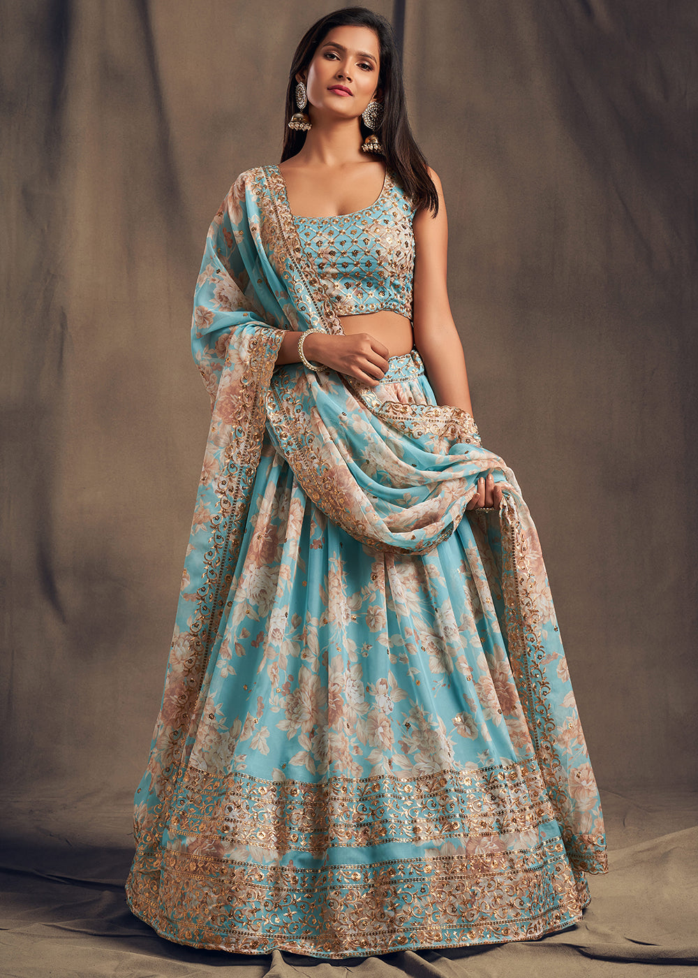 Italian Satin Heavy buy Digital Print Lehenga Choli Surat India