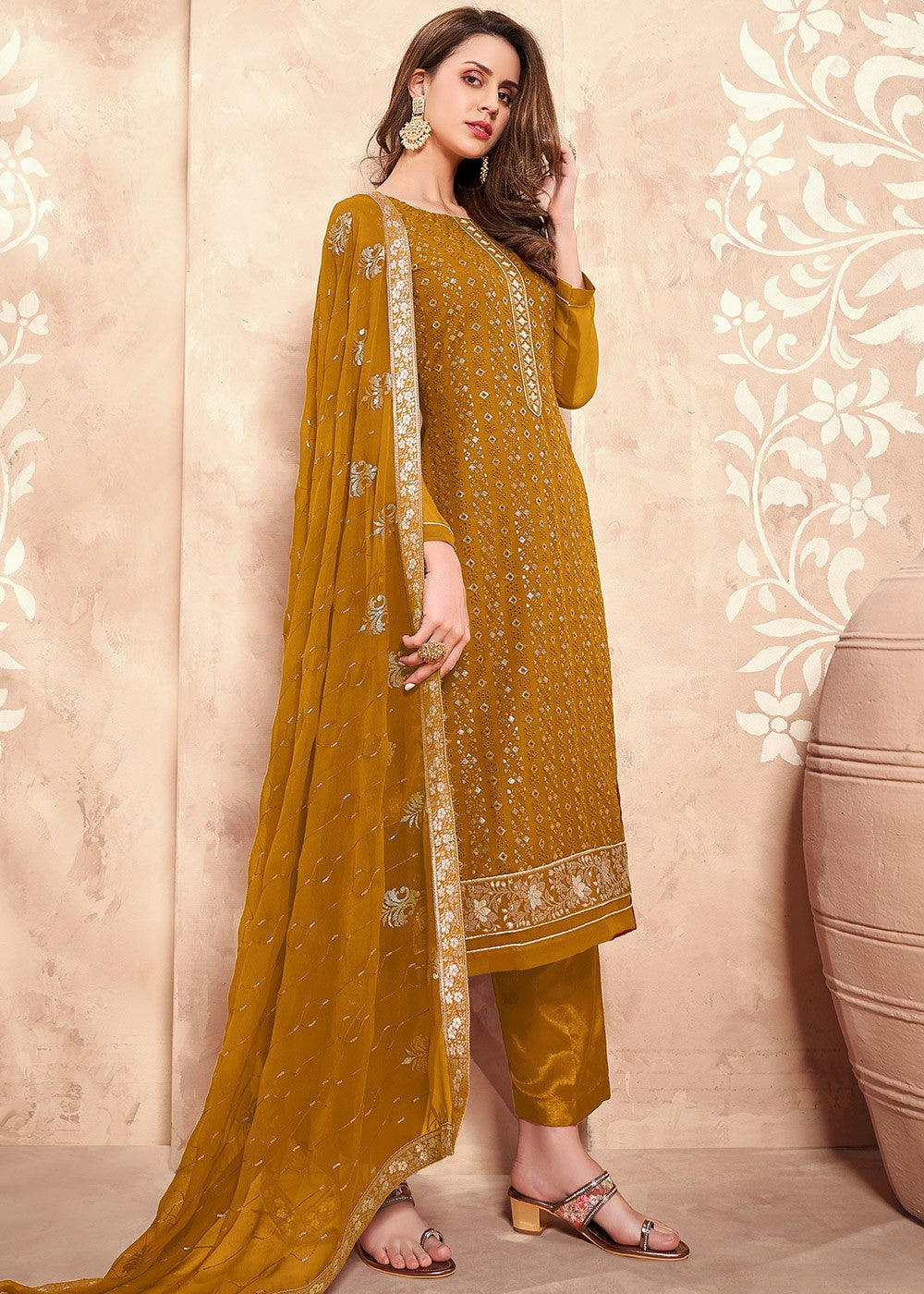mustard yellow pakistani dress Pakistani Yellow Dresses