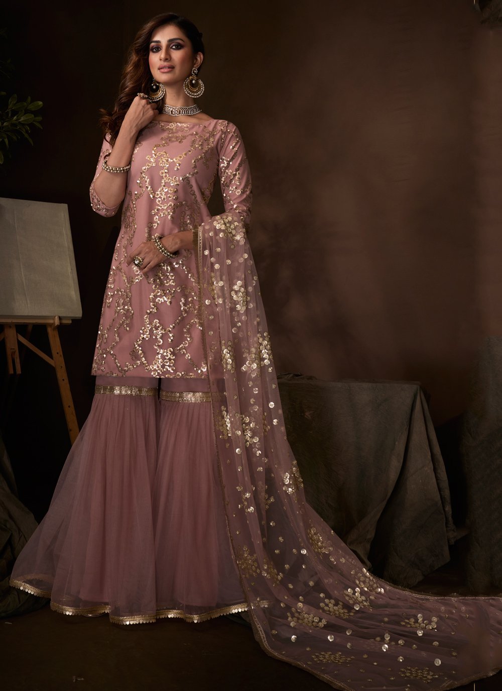 Buy Lavender Color Designer Net Palazzo Suit – Empress Clothing