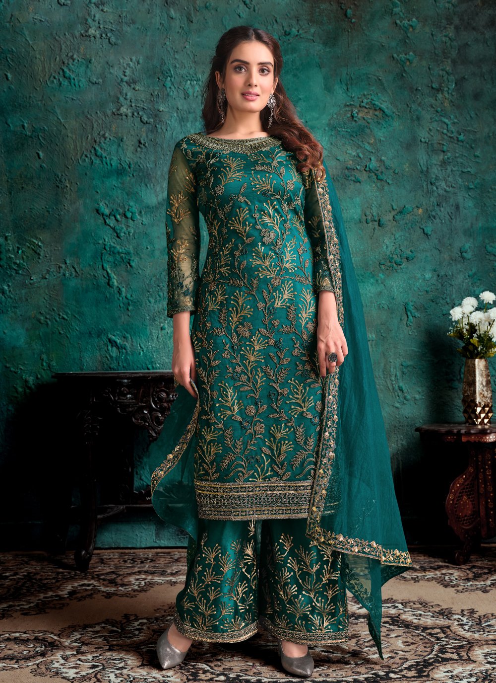 Cotton Long Pakistani Suits Tawakkal Pakistani Dress Velvet