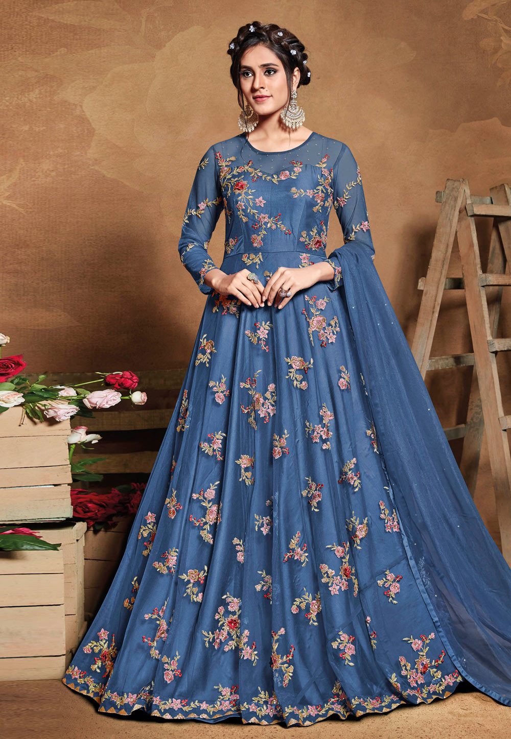 Buy Tempting Blue Anarkali