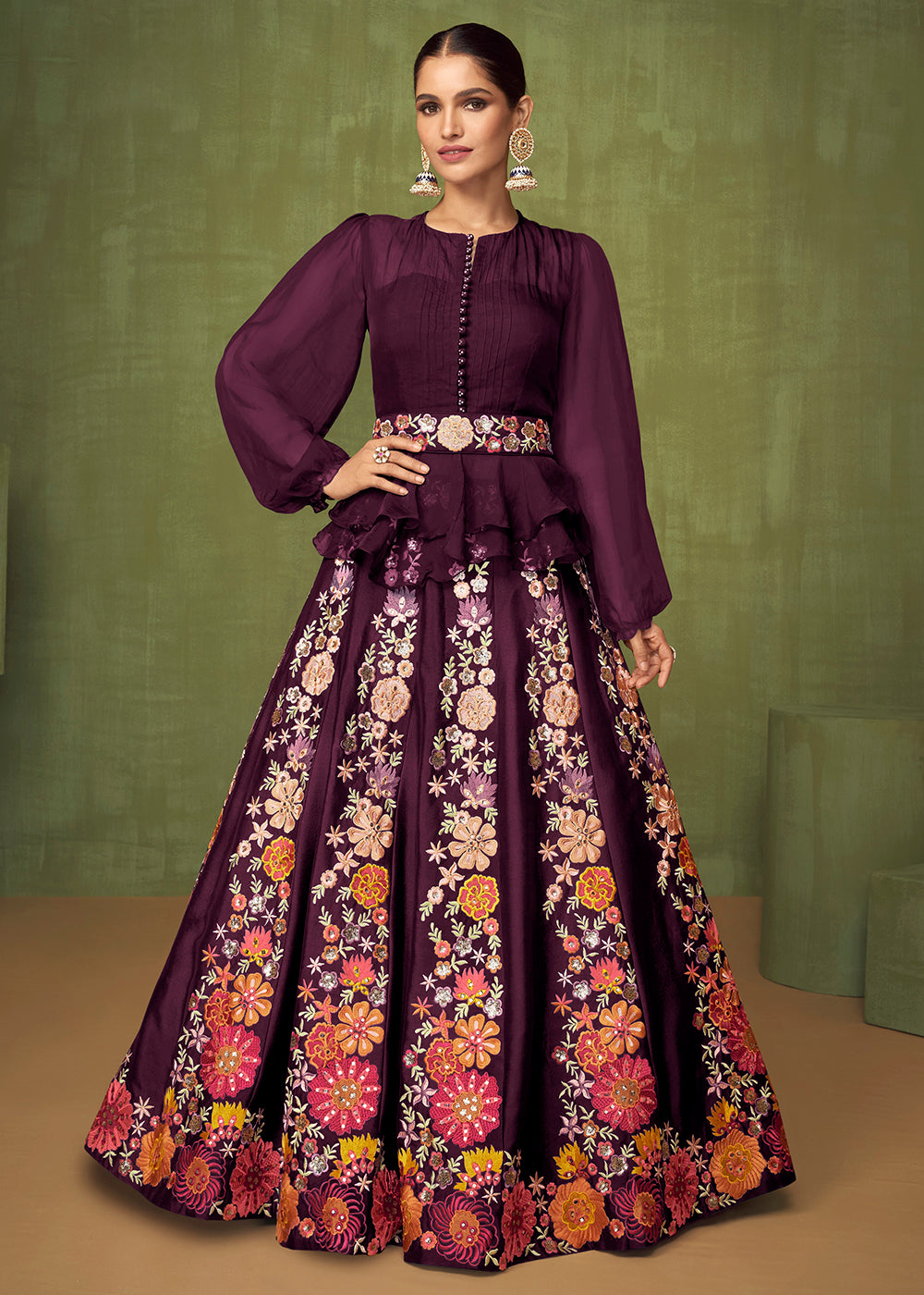 plum peplum dress 1940's Vintage Style Plum Peplum Dress