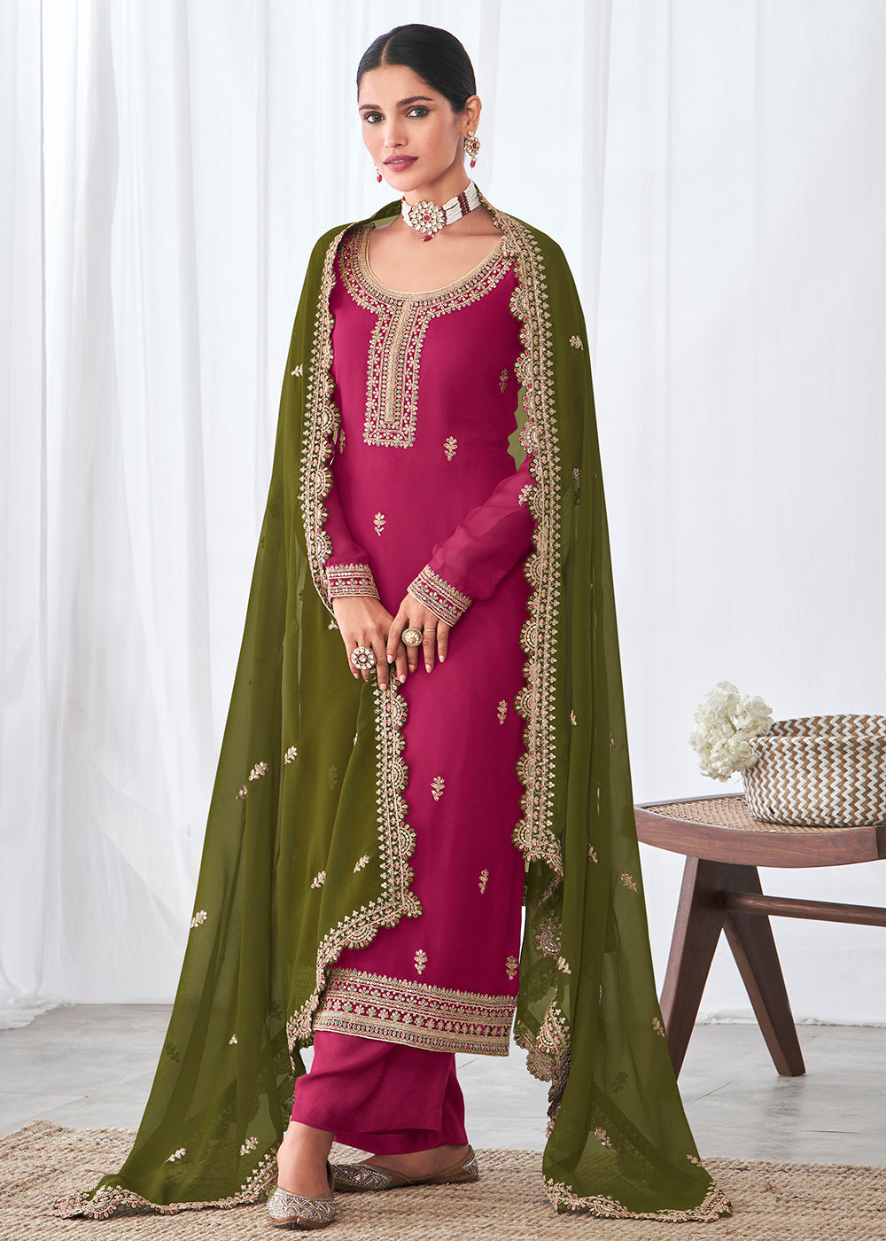Beautiful Magenta Pink Indian Party Wear Salwar Suit Beautiful Magenta Pink Indian Party Wear Salwar Suit
