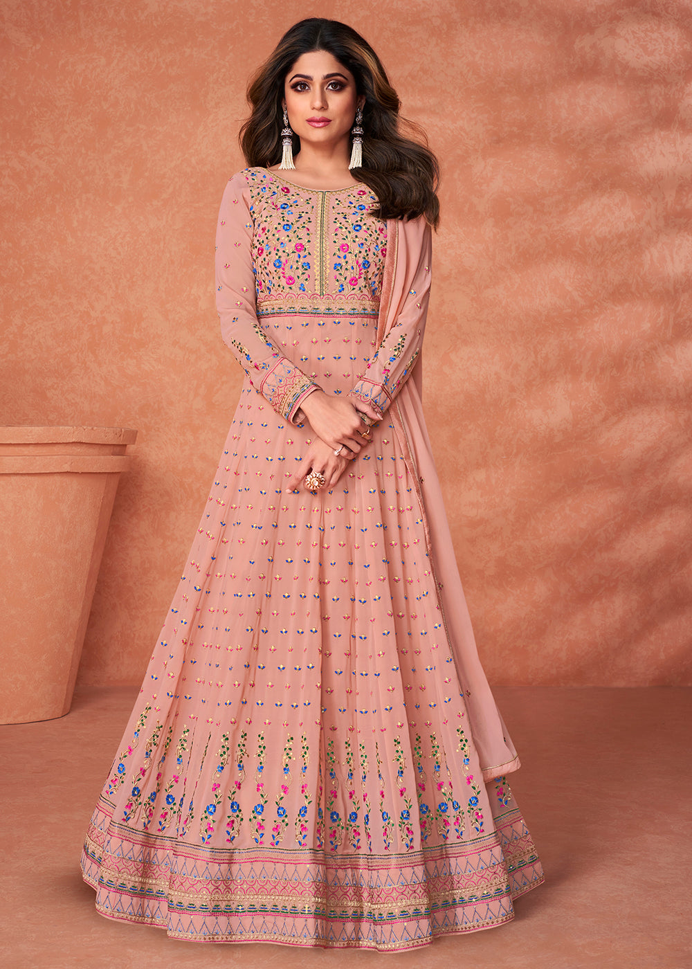 Buy Alluring Pretty Peach Heavy Anarkali