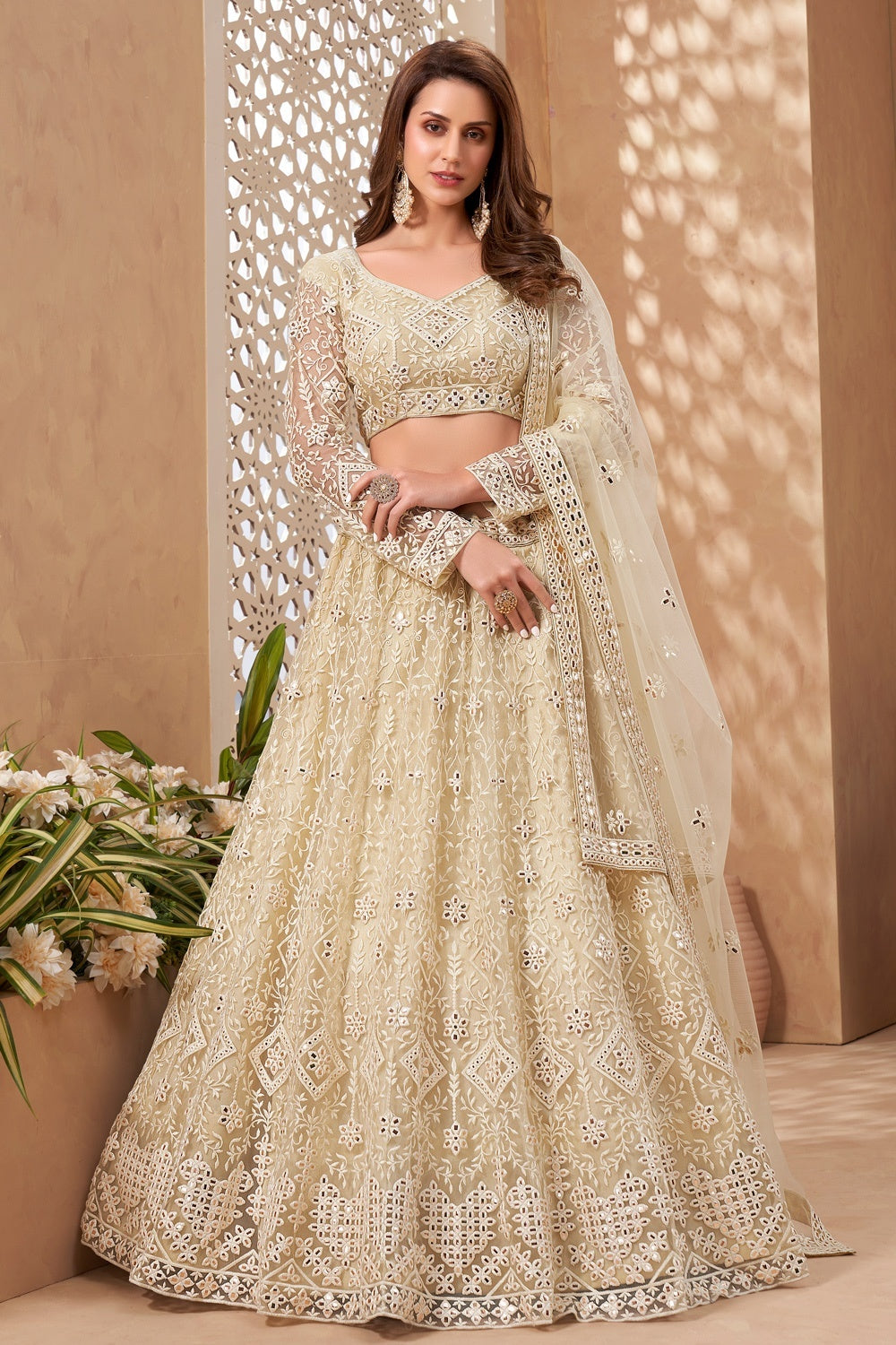 Price Branded Ghagra Choli Buy Bridal Classy Cream A Line Lehenga