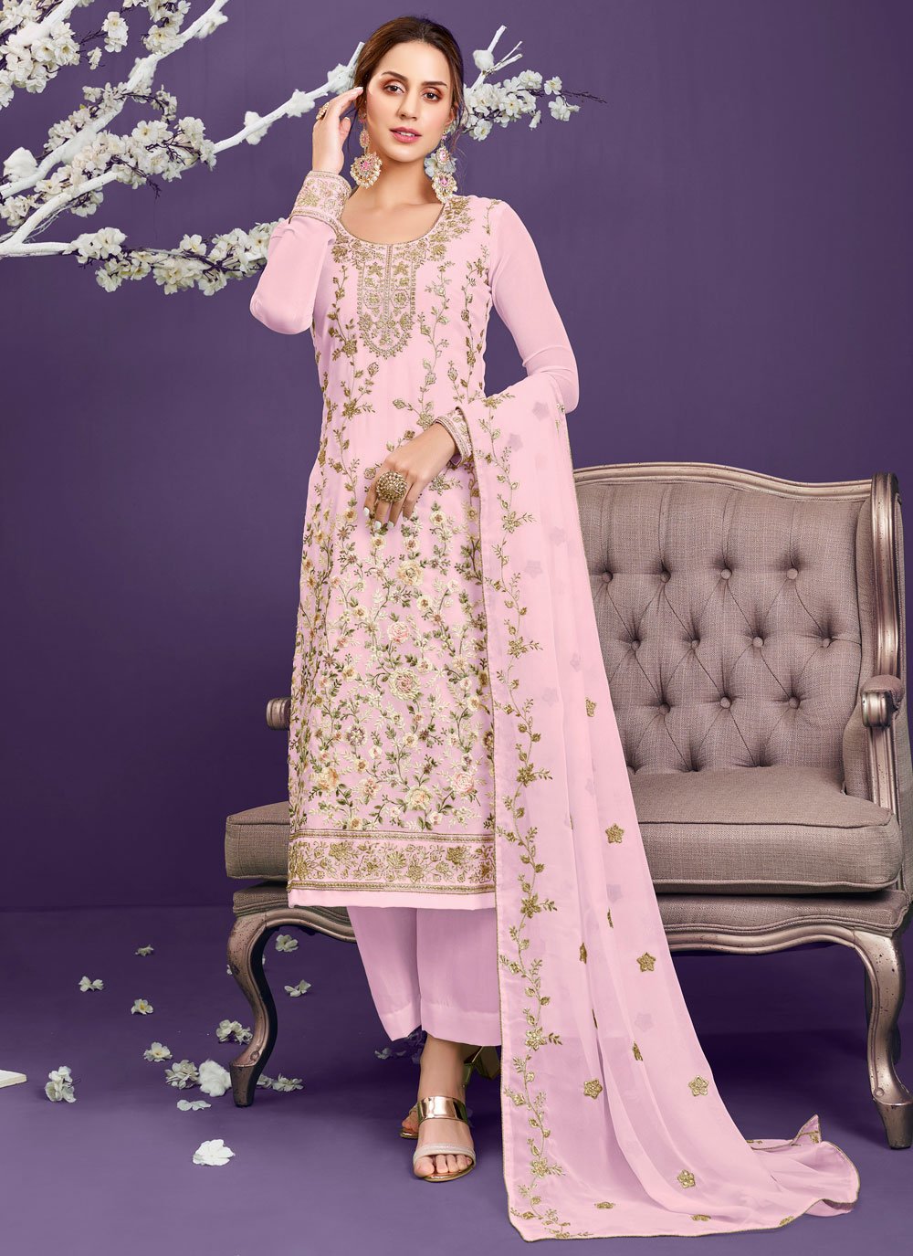 Buy Baby Pink Pakistani Style Suit