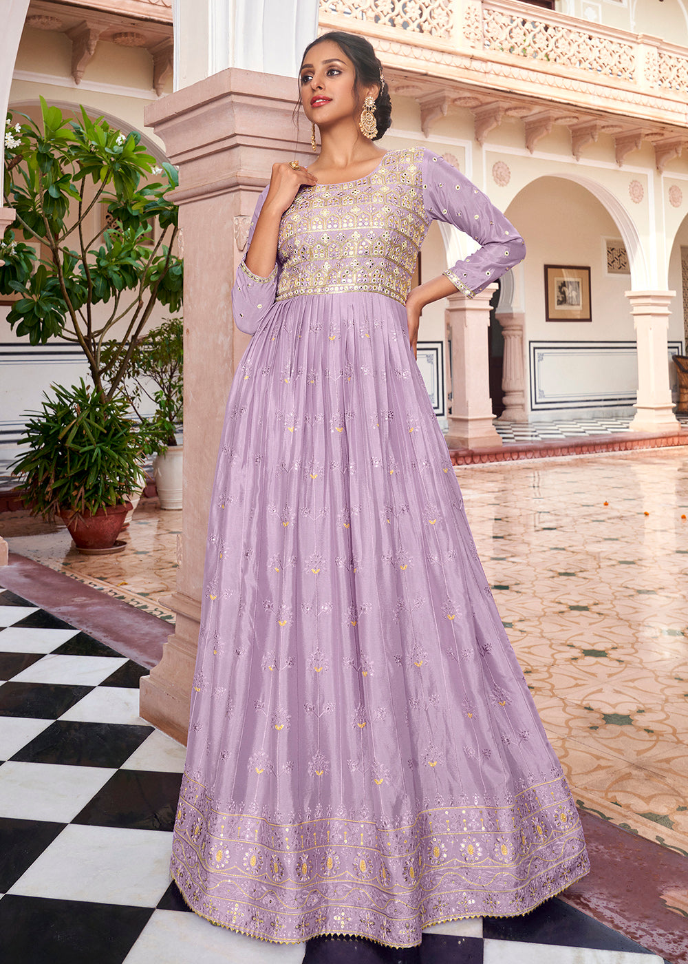 Pastel Lilac Pretty Embellished Work Wedding Anarkali Dress Pastel Lilac Pretty Embellished Work Wedding Anarkali Dress