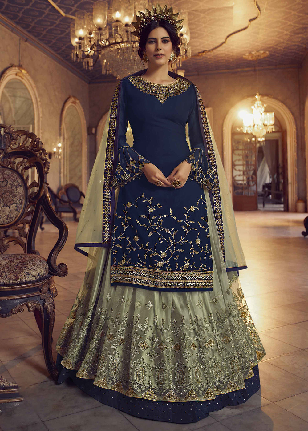 Lehenga hot sale style suit