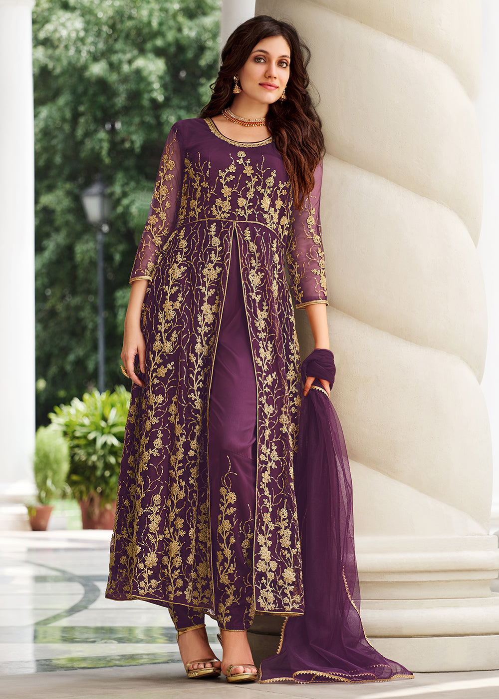 anarkali dress purple Purple Anarkali Dress Light Purple Art Silk Long Anarkali Suit 4804