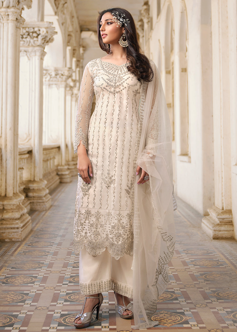 white dress design salwar kameez White Ladies Salwar Suit Design Silk Designer Salwar Kameez In White Buy Online