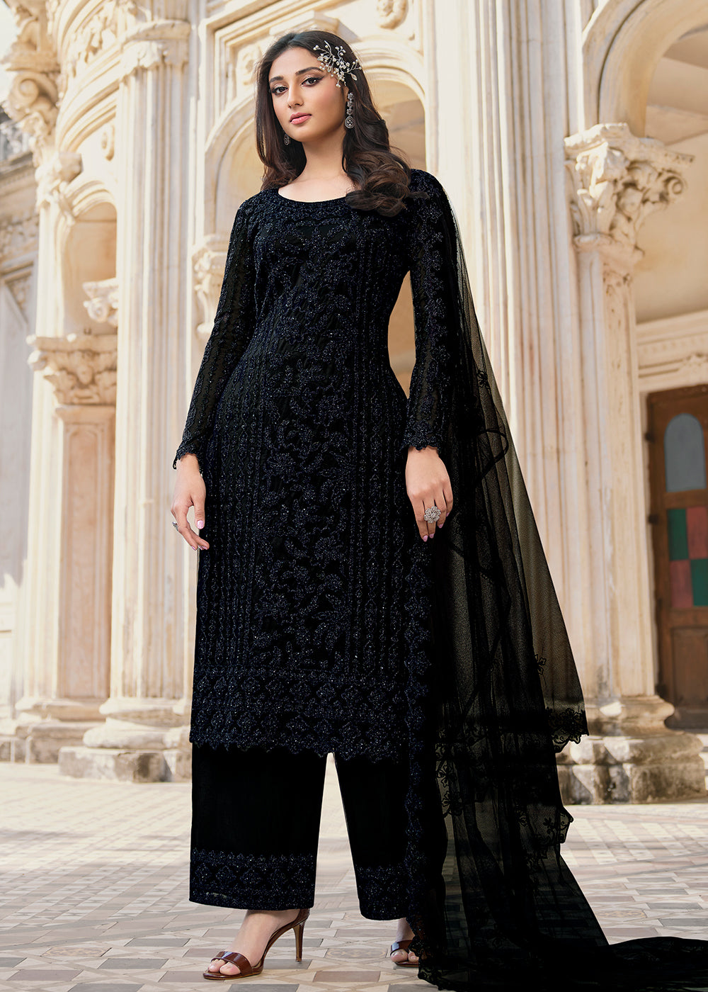Buy Cording Embroidered Black Suit Designer Salwar Kameez