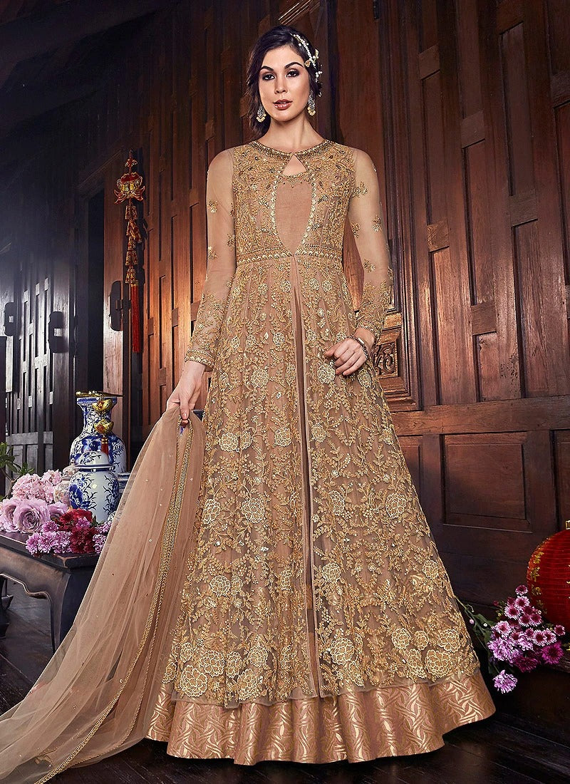 Fairytale Gold Designer Jacket Style Anarkali Fairytale Gold Designer Jacket Style Anarkali