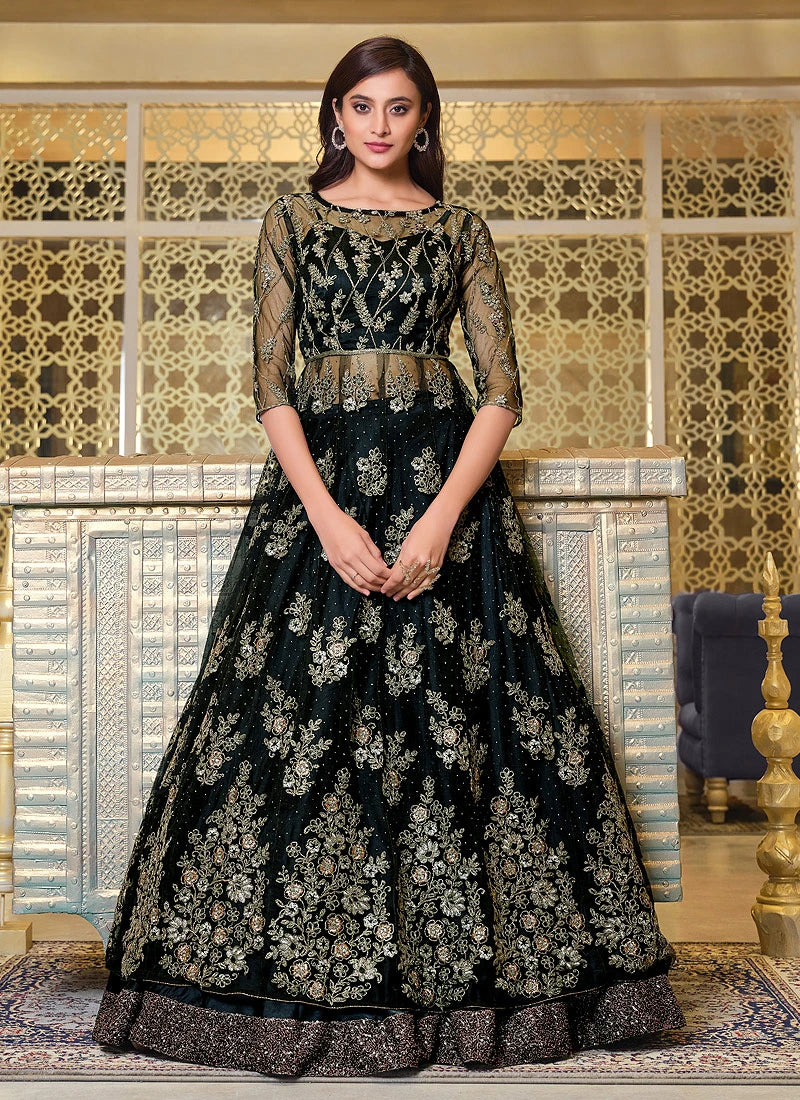 Black net outlet anarkali dress