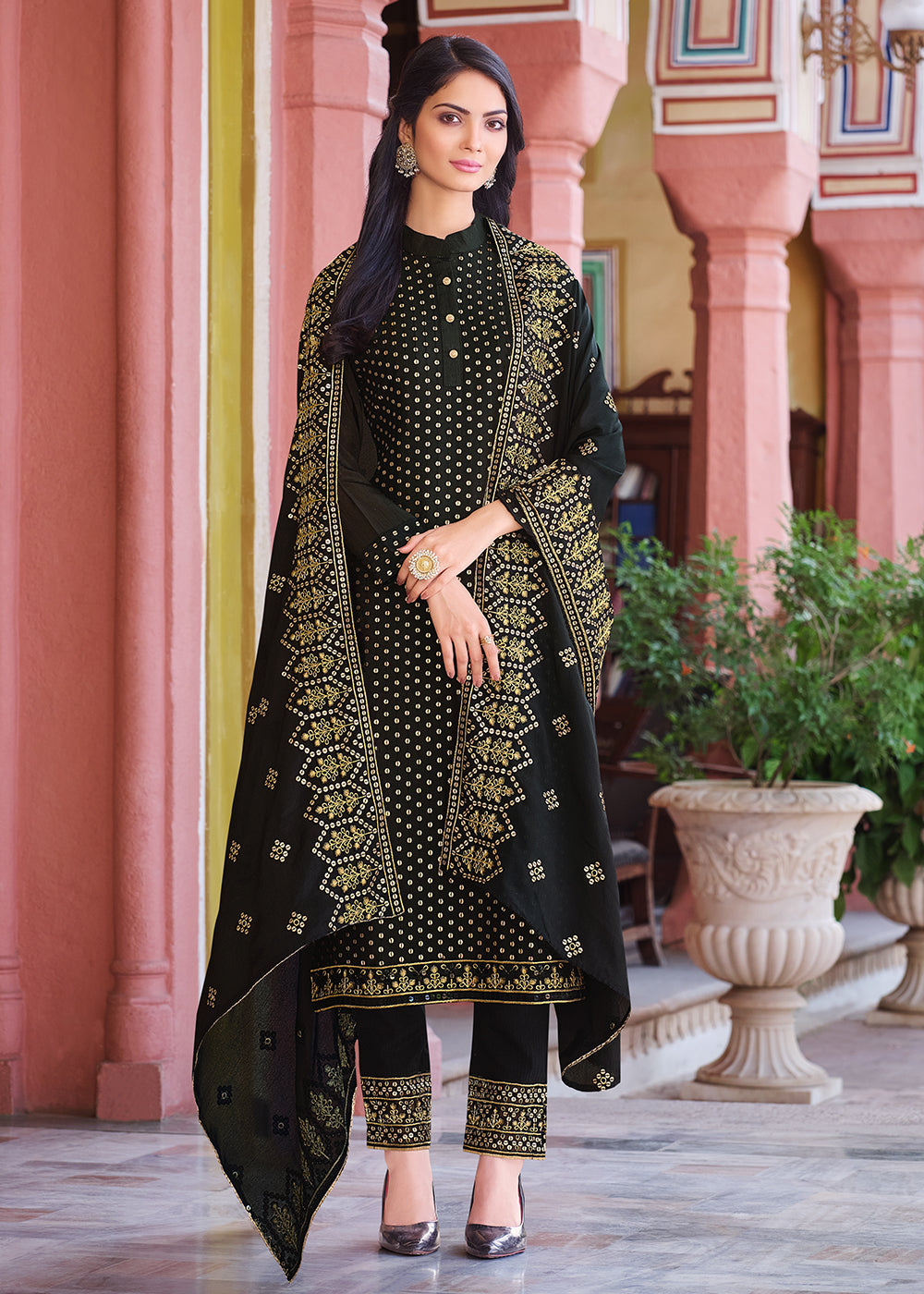 Buy Latest Salwar Suit Classic Black Pakistani Pant Style Suit