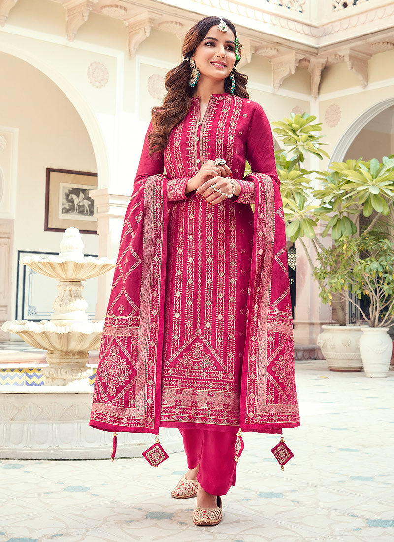 Buy Rosewood Pink Straight Cut Suit - Pakistani Style Pant Suit – Empress  Clothing