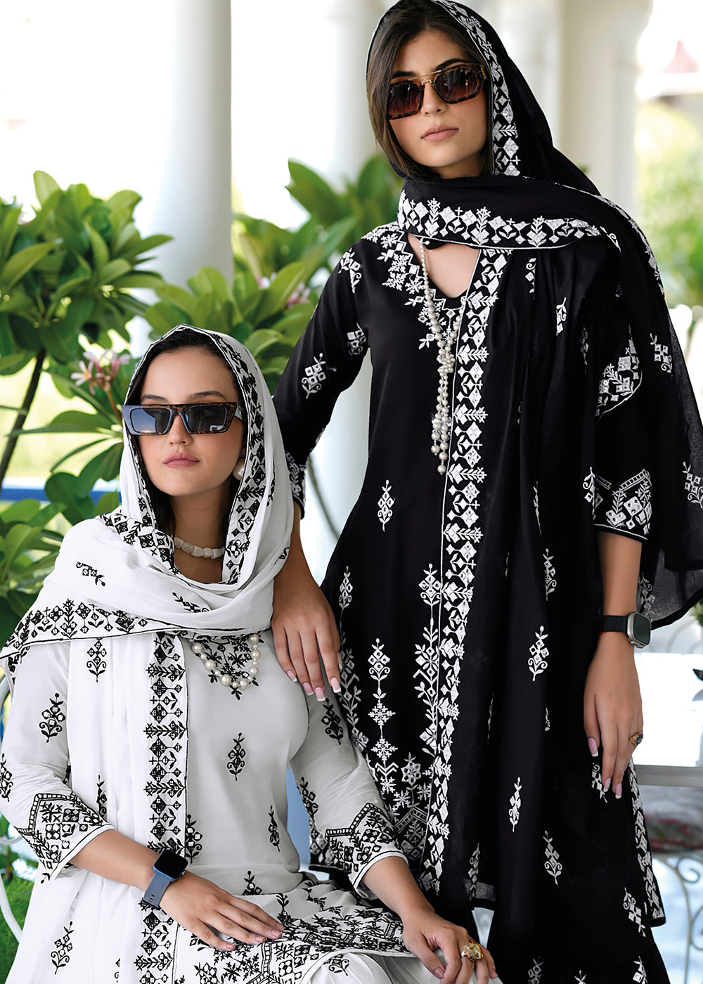 Appealing Black Mal Mal Embroidered Festive Sharara Suit