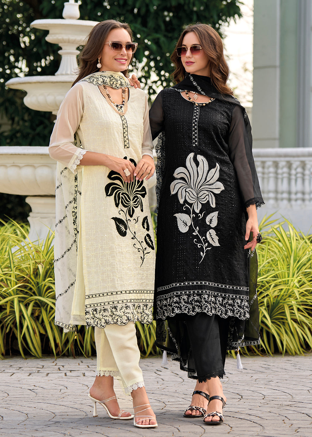 Buy Now Off White Heavy Organza GPU Lace Work Pant Style Salwar Suit Online in USA, UK, Canada, Germany, Australia & Worldwide at Empress Clothing. 