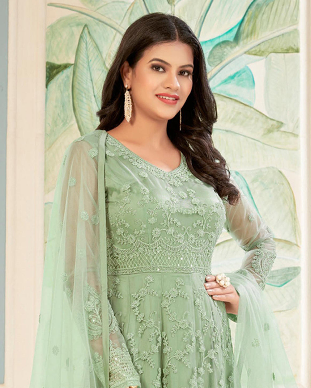 Buy Now Charming Green Sequins Embroidered Wedding Wear Anarkali Suit Online in USA, UK, Australia, New Zealand, Canada & Worldwide at Empress Clothing. 