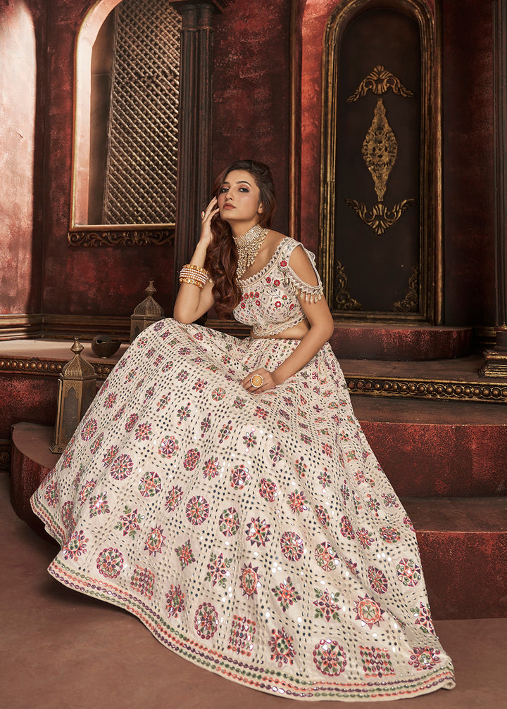 Buy Now Heavy Embroidered Off White Silk Bridal Lehenga Choli Online in USA, UK, Canada & Worldwide at Empress Clothing. 
