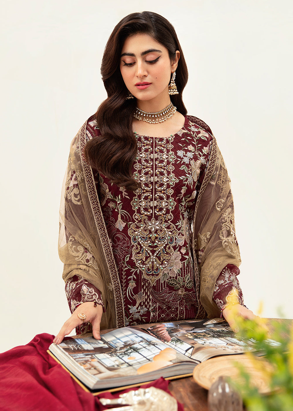 Buy Now Minhal Organza Collection Vol 10 by Ramsha | M-1003 Online in USA, UK, Canada & Worldwide at Empress Clothing. 