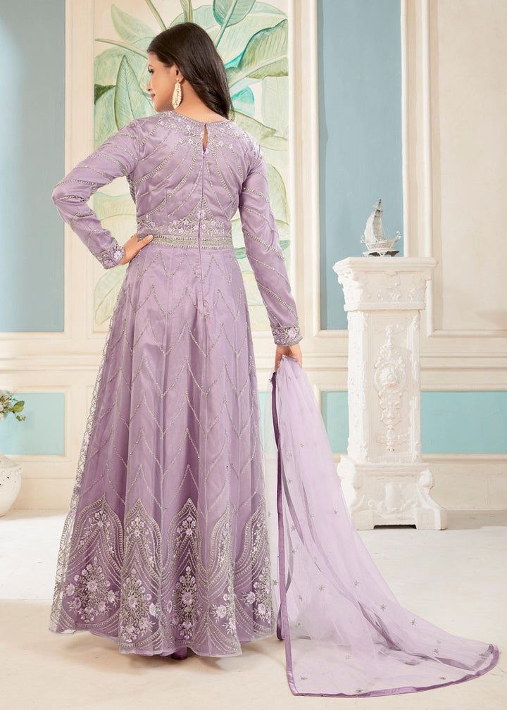 Buy Now Charming Lavender Floral Embroidered Wedding Wear Anarkali Suit Online in USA, UK, Australia, New Zealand, Canada & Worldwide at Empress Clothing.