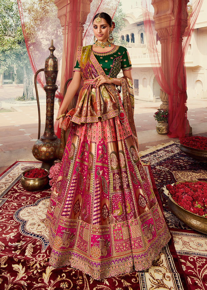 Buy Now Royal Multicolor Green Embroidered Bridal Lehenga Choli Online in USA, UK, Canada & Worldwide at Empress Clothing.