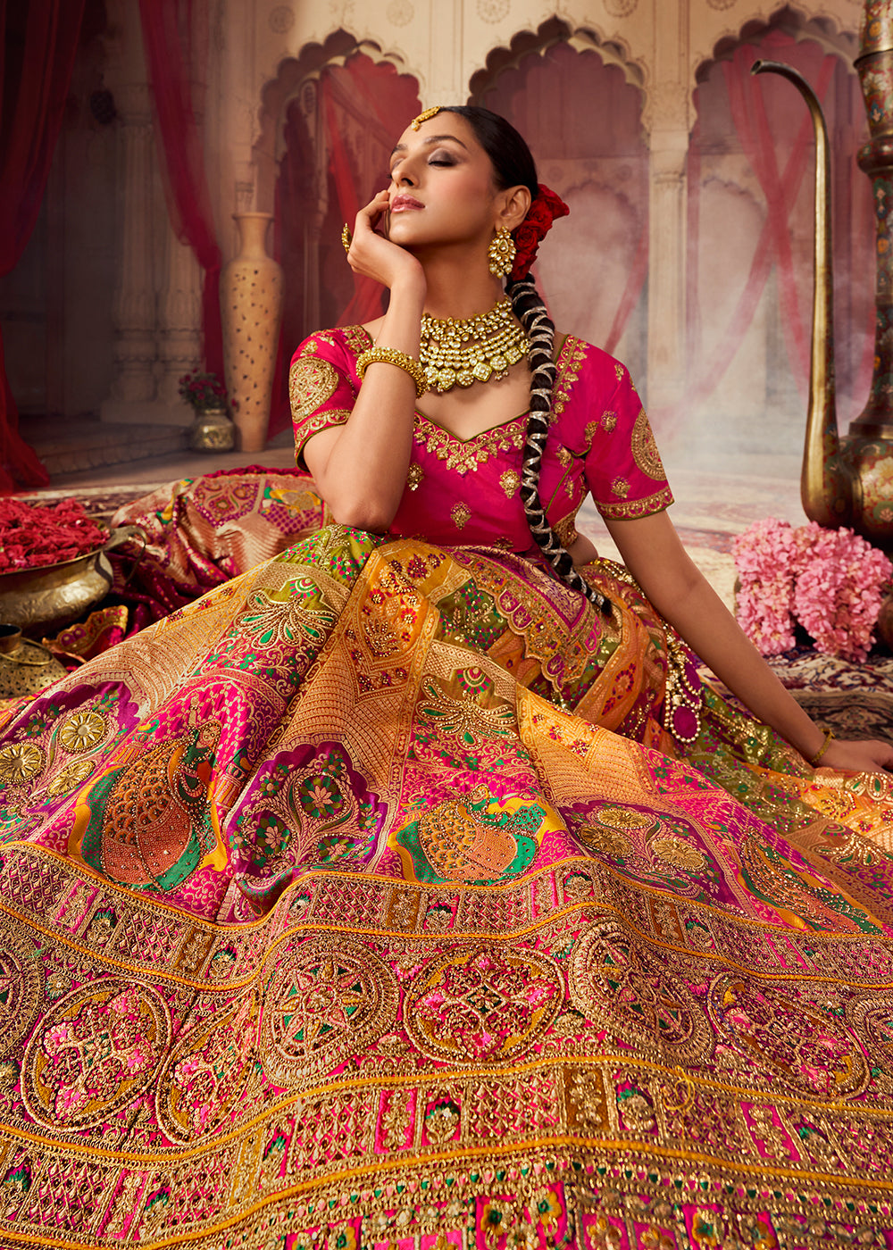Buy Now Royal Multicolor Yellow Embroidered Bridal Lehenga Choli Online in USA, UK, Canada & Worldwide at Empress Clothing.