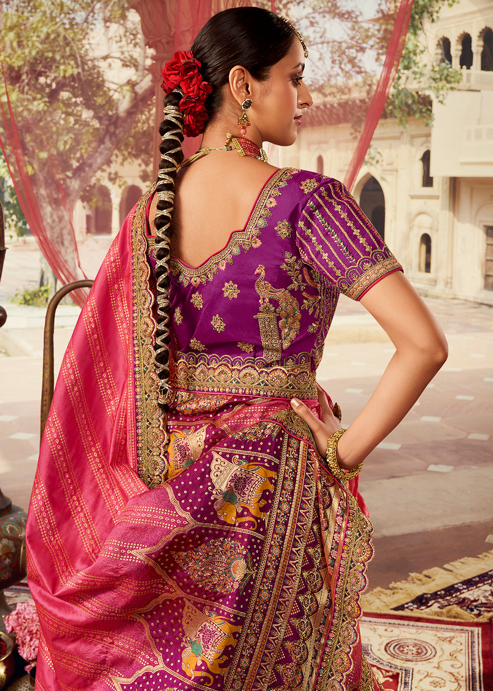 Buy Bridal Lehenga Choli - Royal Multicolor Purple Embroidered Lehenga