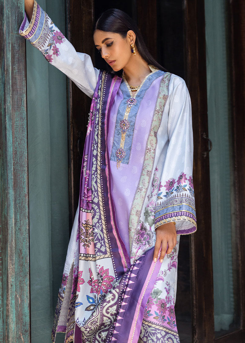 Buy Now Nirvana Unstitched Silk Edit '24 by Mushq | Viola Online at Empress Online in USA, UK, Canada & Worldwide at Empress Clothing. 